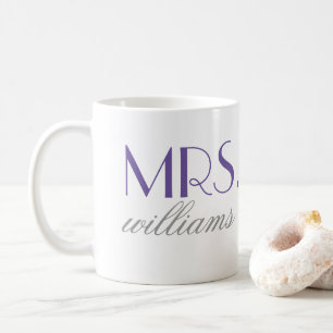 Mrs. Elegant Lila Personalisiert Wedding Monogram Kaffeetasse