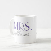 Mrs. Elegant Lila Personalisiert Wedding Monogram Kaffeetasse (Vorderseite Links)