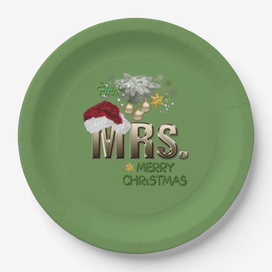 MRS. Erste Weihnachtsfeier Pappteller (Vorderseite)
