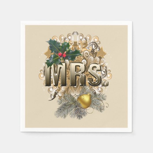 MRS. Erste Weihnachtsfeier Serviette (Vorderseite)