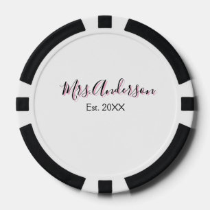 Mrs. Familienname Vorname schwarz pink est Jahr mo Pokerchips