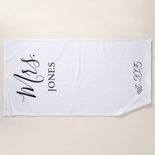 Mrs. Honeymoon Geschenk , Just Married Custom Gesc Strandtuch (Vorderseite)