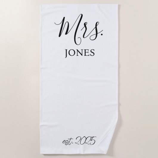 Mrs. Honeymoon Geschenk , Just Married Custom Gesc Strandtuch (Vorderseite)