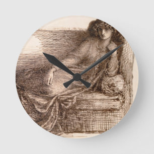 Mrs. Jane Morris Reclining on a Sofa Runde Wanduhr