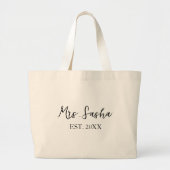 Mrs. Last Name Est Year - mrs. calligraphy script Jumbo Stoffbeutel (Vorne)
