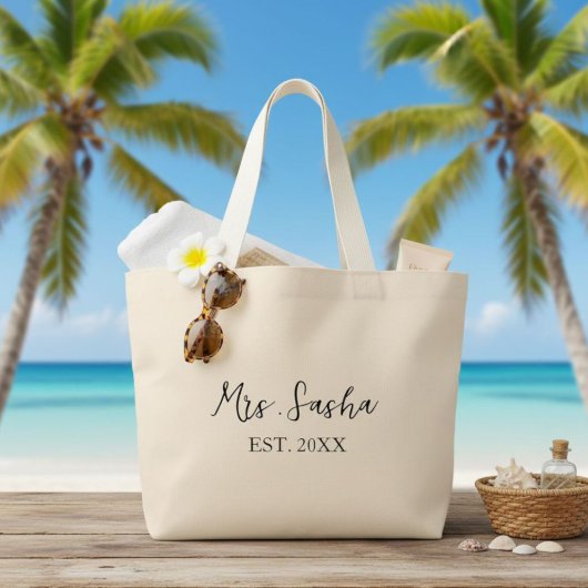 Mrs. Last Name Est Year - mrs. calligraphy script Jumbo Stoffbeutel