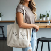 Mrs. Last Name Est Year - mrs. calligraphy script Jumbo Stoffbeutel