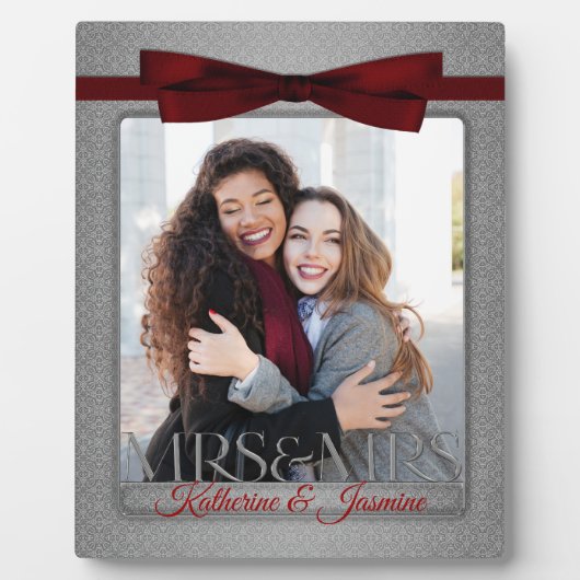Mrs. Lesbian Gay Wedding Foto von Frame Silver Fotoplatte (Vorderseite)