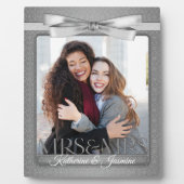 Mrs. Lesbian Gay Wedding Silver Foto Frame Fotoplatte (Vorderseite)