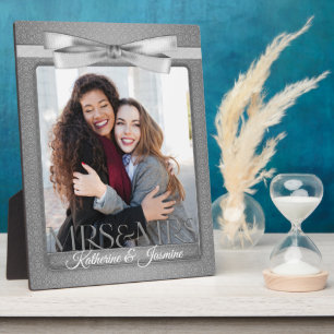 Mrs. Lesbian Gay Wedding Silver Foto Frame Fotoplatte
