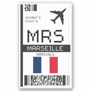 MRS Marseille, Frankreich Boarding Pass - Flughafe Aufkleber