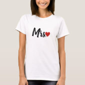 Mrs. Modern Black Script Women Red Heart T-Shirt (Vorderseite)