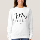 Mrs Modern Script Custom Wedding Date Newlywed  Sweatshirt (Vorderseite)
