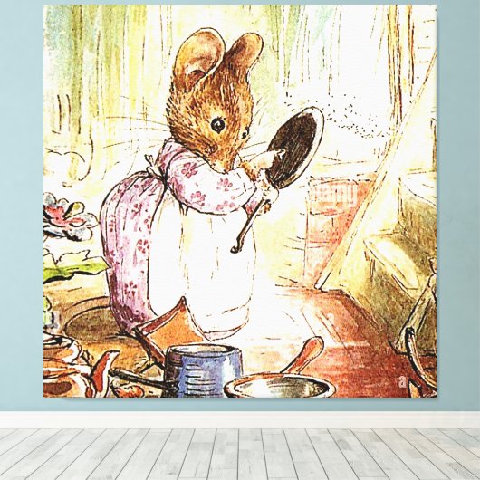 "Mrs Mouse Cleans Pots and Pans" von Beatrix Potte Leinwanddruck (Insitu (Holzboden))