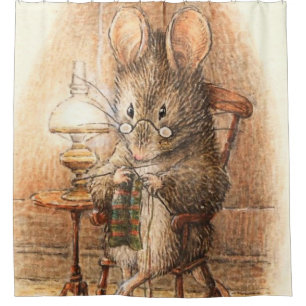 "Mrs Mouse Knitting" von Beatrix Potter Duschvorhang