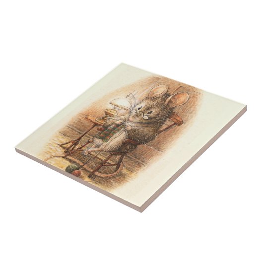 "Mrs Mouse Knitting" von Beatrix Potter Fliese (Seite)