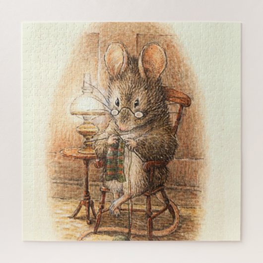 "Mrs Mouse Knitting" von Beatrix Potter Puzzle (Vertikal)