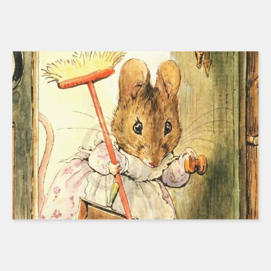 "Mrs Mouse Sweeps the Dollhouse" von Beatrix Potte Geschenkpapier Set (Vorderseite 2)