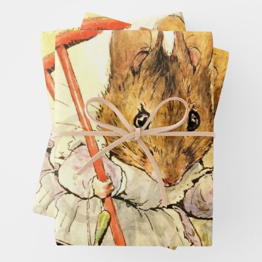 "Mrs Mouse Sweeps the Dollhouse" von Beatrix Potte Geschenkpapier Set (Beispiel)