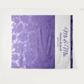 Mrs. & Mrs. Elegant Lila White Background Wandteppich (Vorderseite (Horizontal))