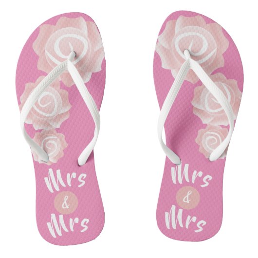 MRS & MRS. GAY Hochzeit Rose Flip Flops Badesandalen (Fußbett)