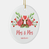 Mrs. & Mrs. Kardinal Lovebirds Personalisiert Keramik Ornament (Rechts)