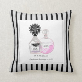 Mrs. & Mrs. Parfüms Flaschen Personalisiert Hochze Kissen
