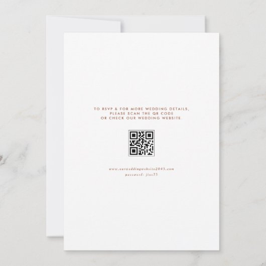 Mrs & Mrs Rustic Script Terracotta QR Code Wedding Einladung (Rückseite)