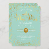 MRS & MRS STYLISH WEDING Gold Konfetti-Minze Einladung (Vorne/Hinten)