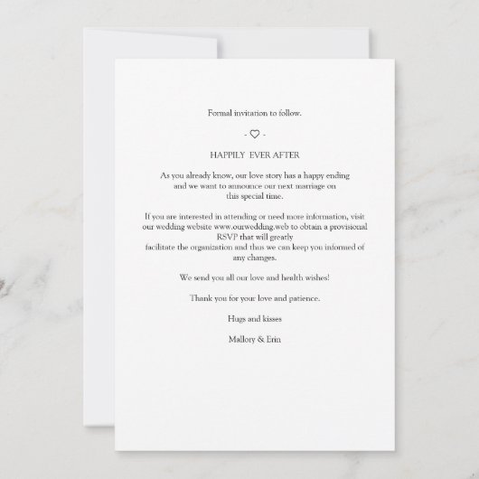 MRS & MRS Valentine's Wedding LGBT Lesbian Photo (Rückseite)