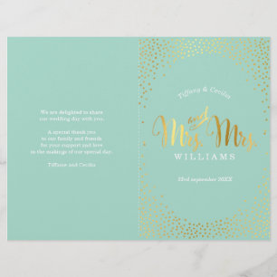 MRS & MRS WEDDING PROGRAM Goldfisch-Konfetti-Minze