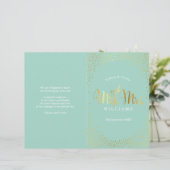 MRS & MRS WEDDING PROGRAM Goldfisch-Konfetti-Minze (Stehend Vorderseite)