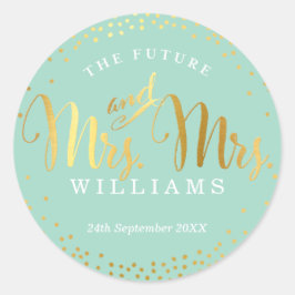 MRS & MRS. WEDDING SIEGEL Stilvolle Goldfeine Runder Aufkleber