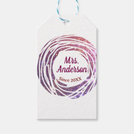 Mrs name pink mauve border since year wedding brid geschenkanhänger