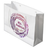 Mrs name pink mauve border since year wedding brid große geschenktüte (Vorderseite Schrägansicht)