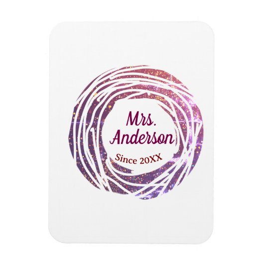 Mrs name pink mauve border since year wedding brid magnet (Vertikal)