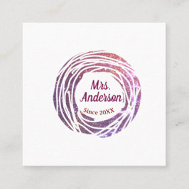 Mrs name pink mauve border since year wedding brid quadratische visitenkarte