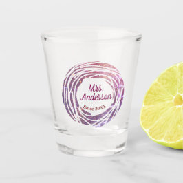 Mrs name pink mauve border since year wedding brid schnapsglas