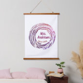 Mrs name pink mauve border since year wedding brid wandteppich mit holzrahmen (Schlafzimmer)