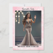 Mrs Pageant Autogrammkarte Pink Marmor QR Code Einladung (Vorderseite)