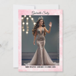 Mrs Pageant Autogrammkarte Pink Marmor QR Code Einladung