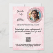 Mrs Pageant Autogrammkarte Pink Marmor QR Code Einladung (Rückseite)