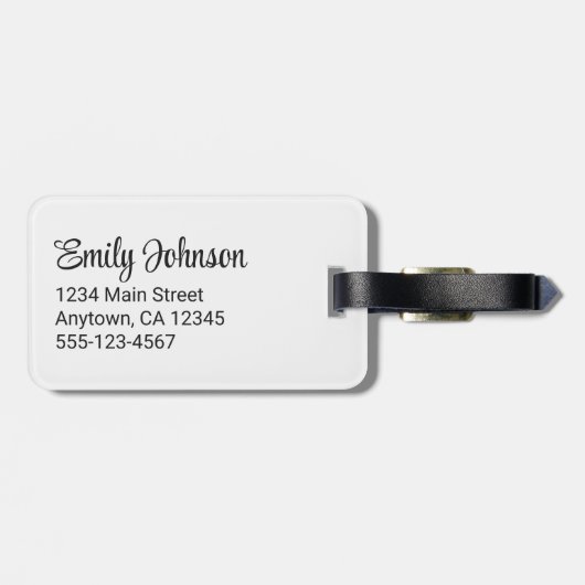 Mrs Personalized Elegant Script Bride Name White Gepäckanhänger (Rückseite horizontal)