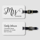Mrs Personalized Elegant Script Bride Name White Gepäckanhänger