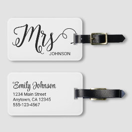 Mrs Personalized Elegant Script Bride Name White Gepäckanhänger