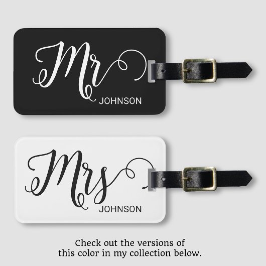 Mrs Personalized Elegant Script Bride Name White Gepäckanhänger