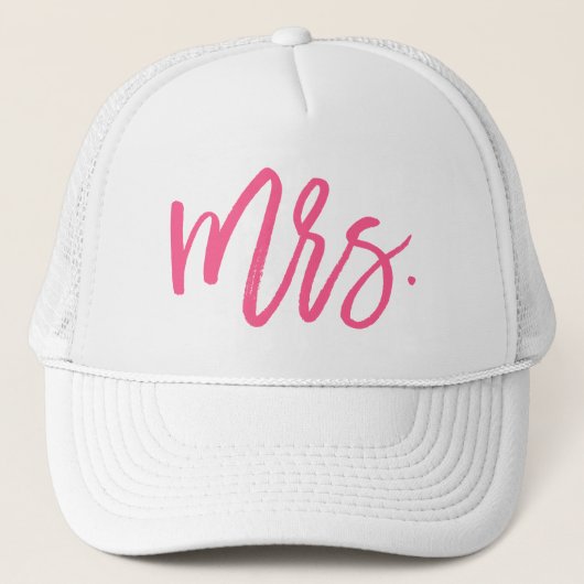 Mrs. Pink Chic Script Truckerkappe (Vorderseite)