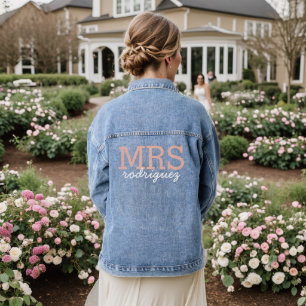 Mrs. Pink Letters Personalisiert Elegant Bride Jeansjacke