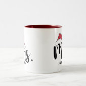Mrs Red Santa Hat Personalizado Christmas Zweifarbige Tasse (Mittel)
