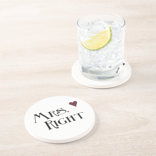 Mrs. Right Sandstein Untersetzer (Seite)